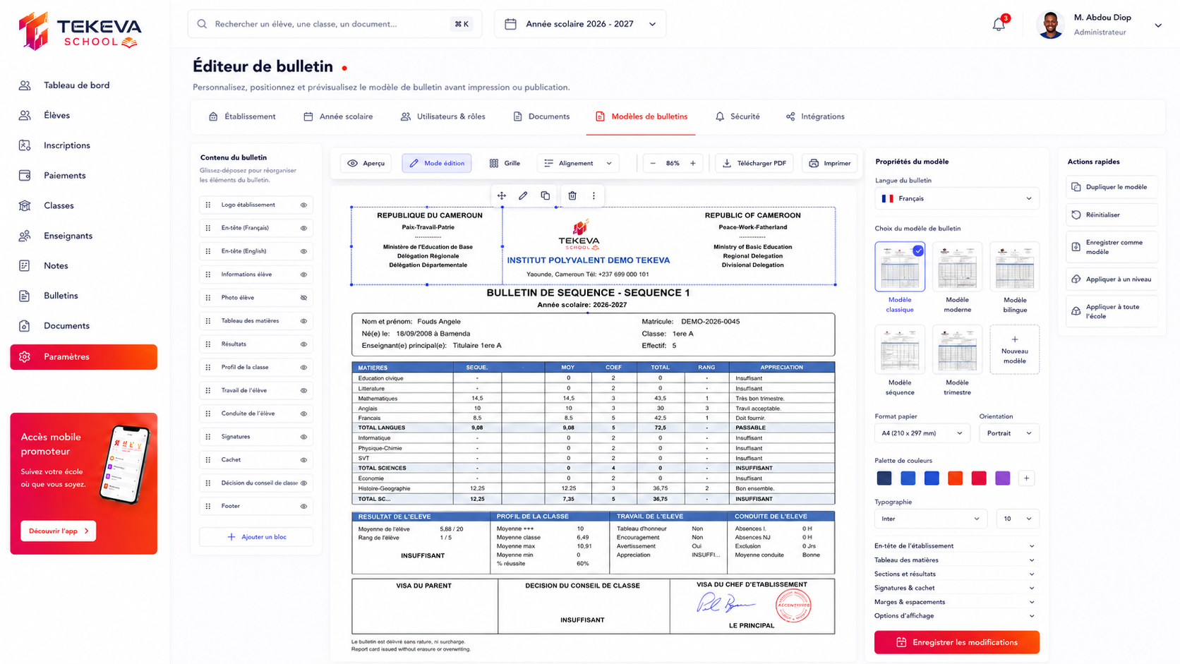 Générer un bulletin